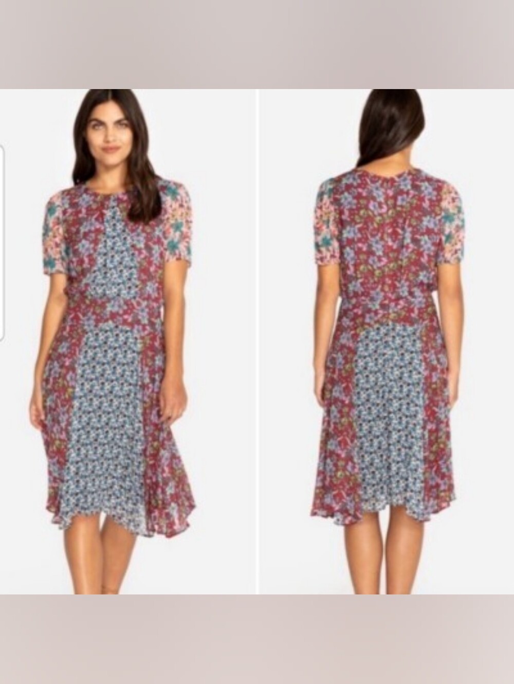 Johnny Was Sonny Mixed Floral Bohemian Patchwork Cocktail Dress Size Large